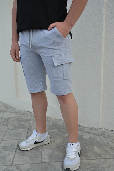 PRİFALDİ Ανδρικό γκρι σορτς με λεπτή εφαρμογή με λεπτομέρεια τσέπης