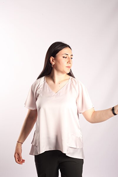 Blues Outlet Γυναικεία γυαλιστερή μπλούζα με στρώσεις στην πλάτη