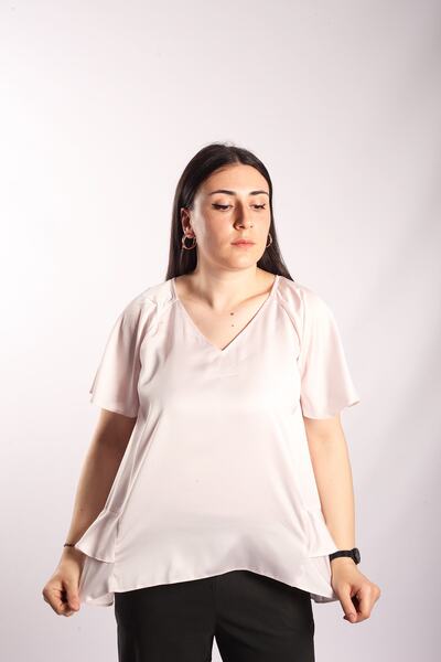 Blues Outlet Γυναικεία γυαλιστερή μπλούζα με στρώσεις στην πλάτη