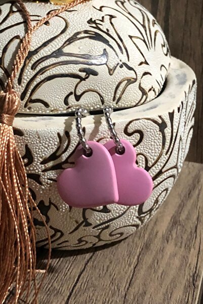 Leerybee Matte Pink Color Antiallergic Heart Earrings