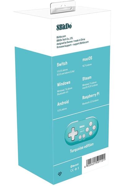 8Bitdo Turkuaz Zero 2 Bluetooth Oyun Kolu Nintendo Switch, Pc, Mac Os, Android