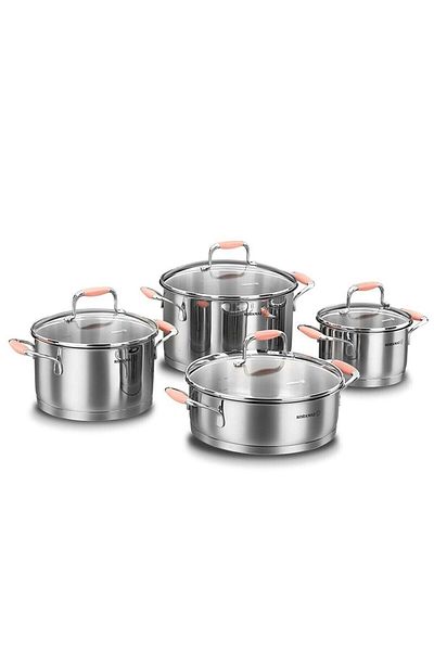 KORKMAZ A1979-1 Flora Pink 8 Piece Cookware Set