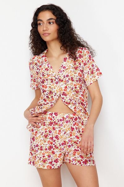 Trendyol Collection Multicolor Floral Viscose Woven Pajama Set with Shorts Thmss24Pt00294