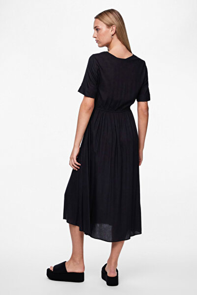 PIECES MIDI ŠATY PCTALA SS STRUNOVÉ VÁZÁNÍ NOOS BC