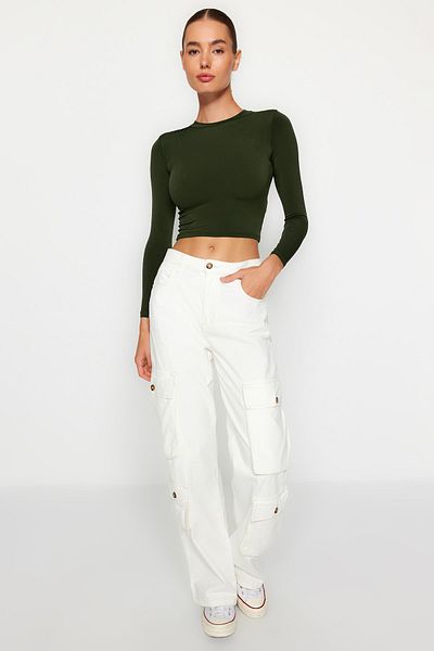 Trendyol Collection Χακί ψηλός γιακάς με μακρύ μανίκι, ελαστική πλεκτή μπλούζα TWOAW23EL01391