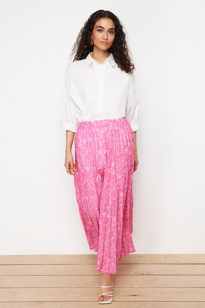 Trendyol Modest Спідниця з плісированого тканого полотна з квітковим візерунком Fusya з еластичною талією TCTSS23EE00018