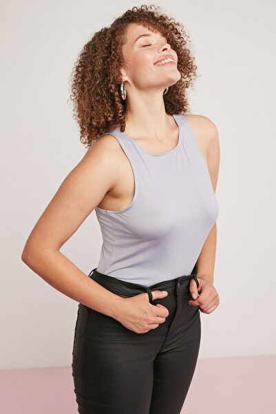 ETHIQUET Shelby Women's Body Completely Fitted Halter Collar Zero Sleeve Gray Plus Size Body