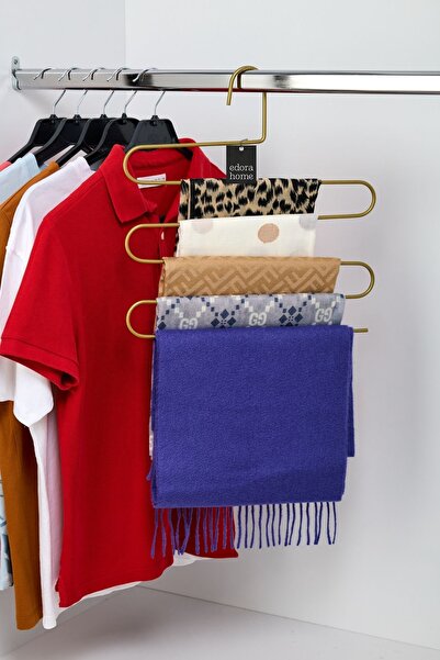 Edora Home Dulap auriu cu 10 straturi, pantaloni cu 5 straturi, haine, șal, umeraș pentru eșarfe, cuier pentru garderobă - metal inoxidabil