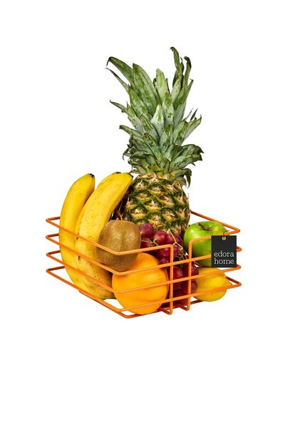 Edora Home سلة فواكه وخضروات مربعة الشكل باللون البرتقالي، منظم مطبخ، ملون - ...