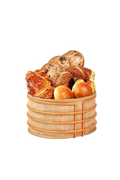 Edora Home سلة خبز مستديرة من الفولاذ المقاوم للصدأ باللون البرتقالي، سلة عرض...