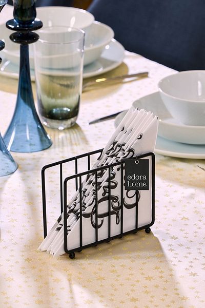 Edora Home Θήκη για χαρτοπετσέτα μαύρο δικτυωτό, Cafe Cafe, Εστιατόριο, Ξενοδοχείο, Διακοσμητική θήκη για χαρτοπετσέτα δώρο - Μεταλλική ανοξείδωτη