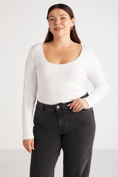 ETHIQUET Versaybb Kadın Regular Slim Beyaz Beyaz Büyük Beden Body