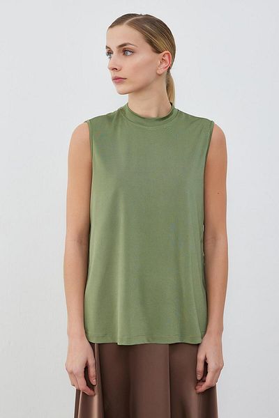 KADRİYE BAŞTÜRK Μεταξωτό πλεκτό Teva Tank Top Μπλούζα Χακί Πράσινη