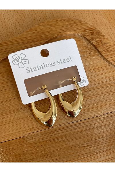 JELLY Women's Steel Gold Color V Model Model Dangle Earrings