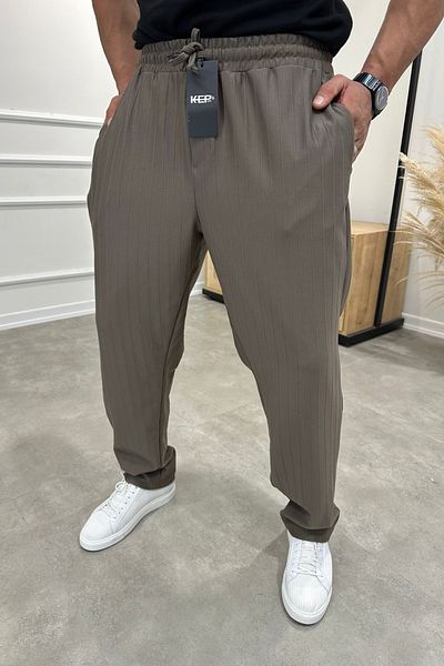 MADZEYMODA Ανδρικό φαρδύ Loose Fit Brown Jogger