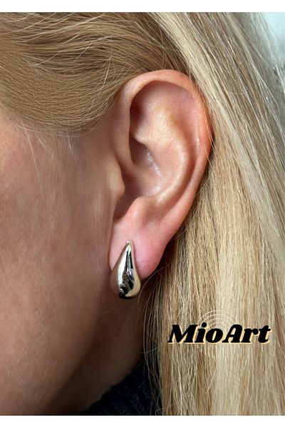 MioArt Women's Silver/Silver Trend Drop Small Mini 2 Cm Earrings