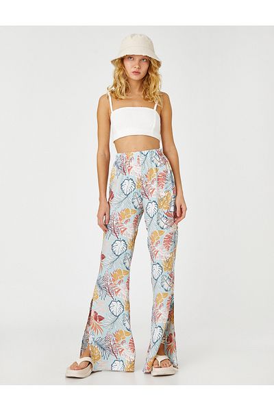 Koton Hose mit weitem Bein und Schlitzen und hoher Taille