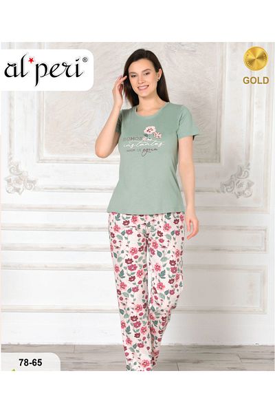 Alperi Floral Patterned Plus Size Women's Pajamas Set