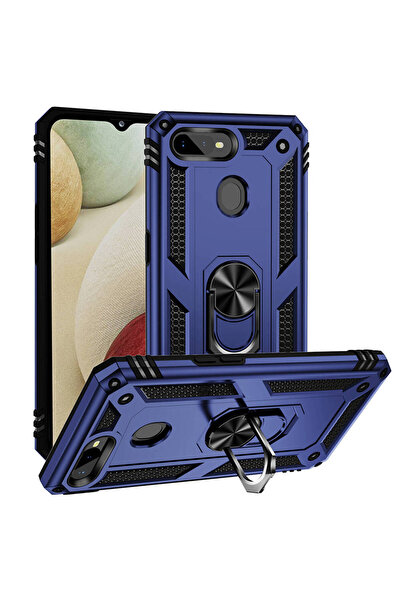 Rivor Oppo AX7/A5S/A12 Uyumlu Kılıf Kamera Korumalı Armour Yüzüklü Standlı Ko...