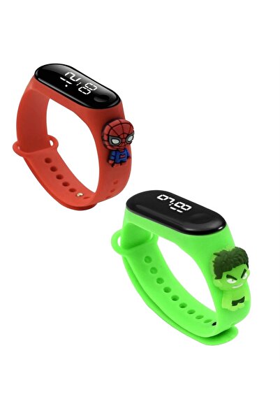 Genel Markalar örümcek adam + hulk dijital ledli çocuk kol saati su geçirmez ...