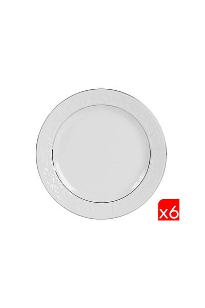 Porland Hazan Platinum Gilded Flat Plate 25cm Pack of 6 04POR031150
