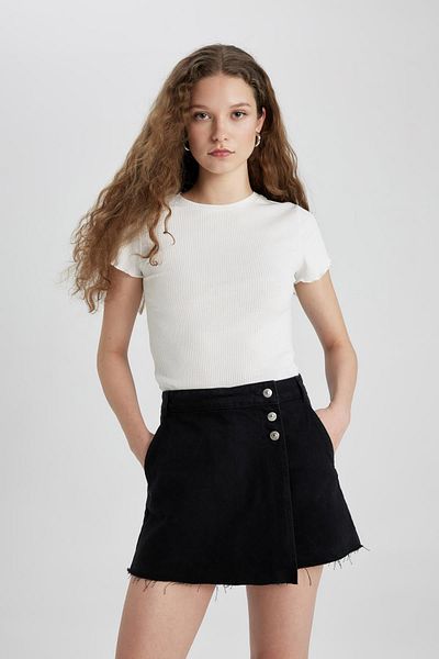 DeFacto Jeans-Shorts-Rock mit hoher Taille C0696ax24sm