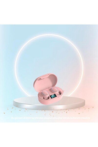 LESGO E6s Bluetooth 5.0 Kablosuz Kulaklık Toz Pembe Çift Mikrofonlu Powerbank Kutulu 2024versiyon