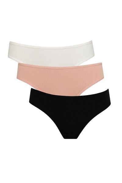 DeFacto Fall In Love Rib 3er-Pack Basic brasilianisches Slip-Höschen A3474ax24sm