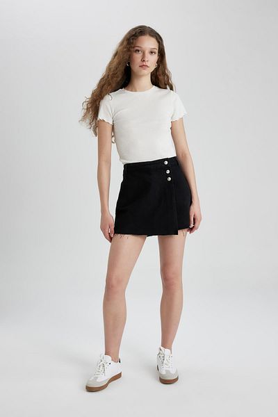 DeFacto Jeans-Shorts-Rock mit hoher Taille C0696ax24sm