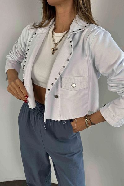 Lady Pixie Staple Design Denim Crop Jacket