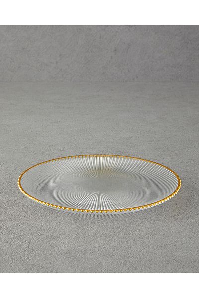 English Home Graceful Shapes Glass Cake Plate Gold