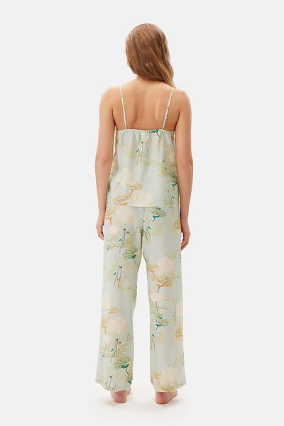 Dagi Wassergrüne, gewebte Hose mit Printdetail