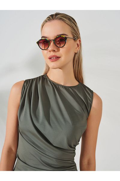ALFASA Semi Covered Draped Zero Sleeve Swimsuit