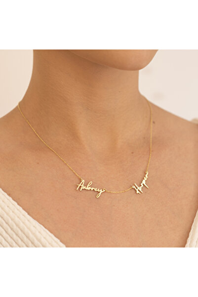 Dkmn Silver 925 Ayar Gümüş İki İsimli Kolye