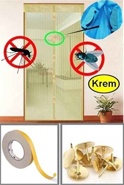 BarkoFix Krem Mıknatıslı Kapı Sinekliği Pencere Pimapen Sineklik Mıklatıslı K...