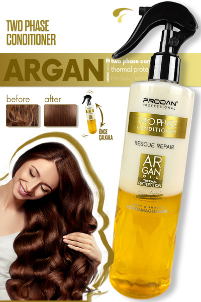 Prodan 400 مل ماء جاف بزيت الأرغان - مرحلة مزدوجة، مرطب وواقي للحرارة