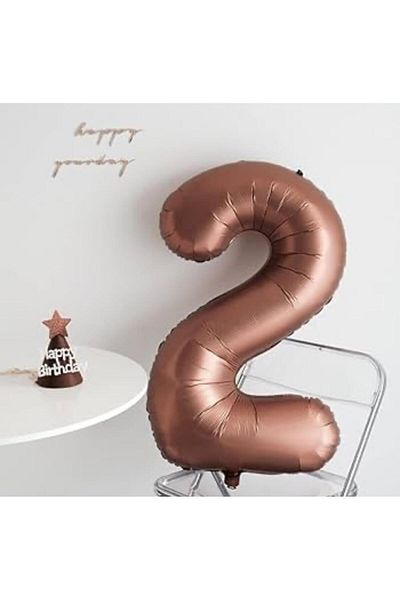 Partifabrik Retro Chocolate Brown Number Foil Balloon 2 Years Old Balloon
