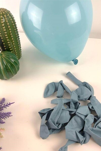 Partifabrik Fırtına Mavisi Retro Renk Mat Pastel Balon 10 Lu