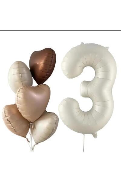 Partifabrik مجموعة بالونات بألوان القهوة ريترو 3 سنوات مكونة من 6 قطع