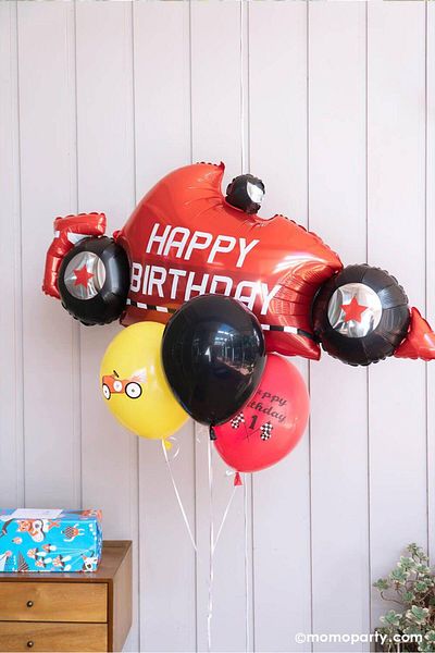 Partifabrik Racing Cars with Themed Formula Racing Car Red Foil Balloon 108 cm