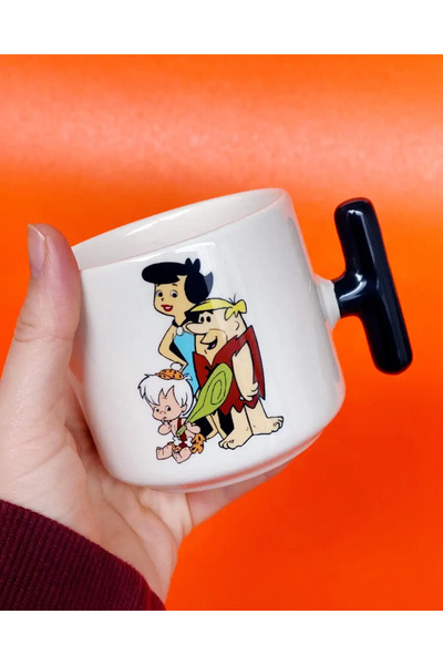 Bikutumutluluk TAŞ DEVRİ BARNEY BETTY BAMBAM MOLOZTAŞLAR AİLE HEDİYE KUPA FİNCAN