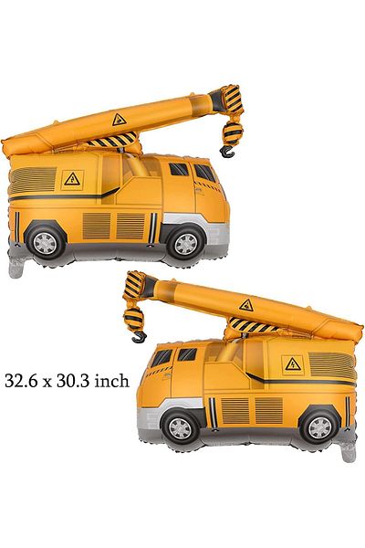 Partifabrik Construction Themed Construction Machinery Crane Foil Balloon
