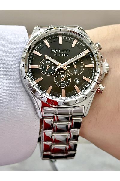 Ferrucci Men's Multifunctional Metal Band Wristwatch