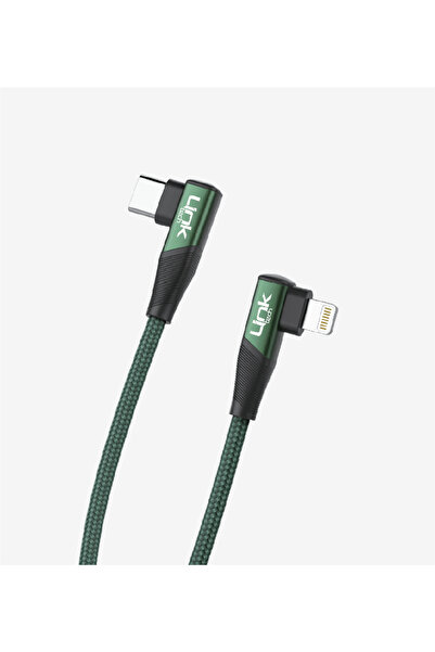 Linktech K596 Gaming 90° 30W Metal Başlı Örgülü 1500mm Type-C Lightning Şarj ...