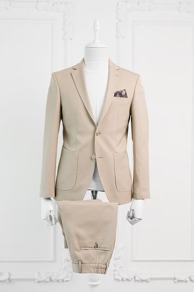 LUİGİ DİBERTİ Luigi Diberti Seersucker Mono Collar Bag Pocket Double Slit Slimfit Jogger Suit