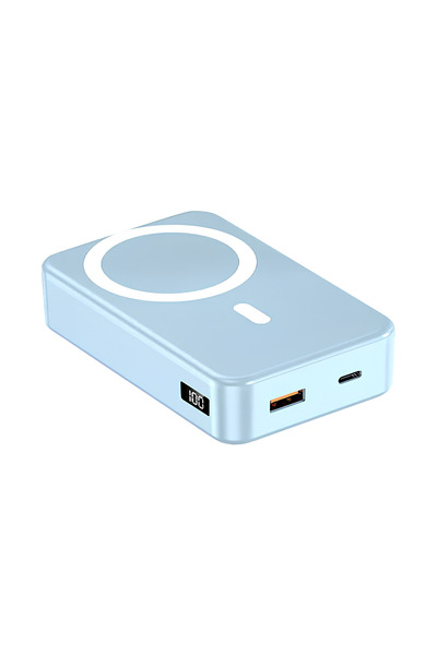 İXTECH 20.000 Mah Dijital Ekranlı Magsafe Powerbank - Dahili Standlı Yüksek Kapasiteli | Ix-pb030 - Mavi