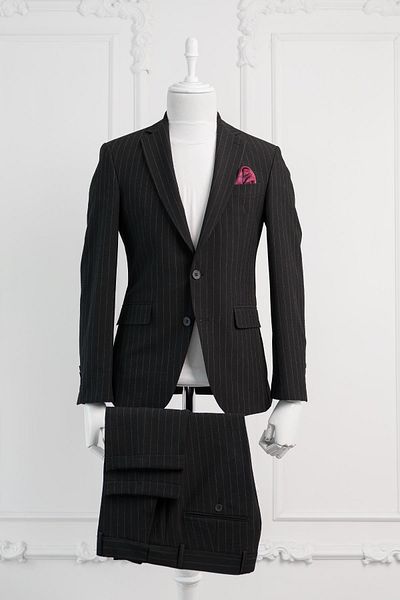 AKÇAYLAR Slimfit Striped Mono Collar Double Slit Lycra Jogger Suit