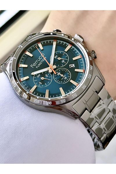 Ferrucci Men's Multifunctional Metal Band Wristwatch