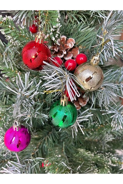 Partifabrik Новорічна ялинка прикраса Кольорові хвилясті кульки набір 4 см 6 шт.