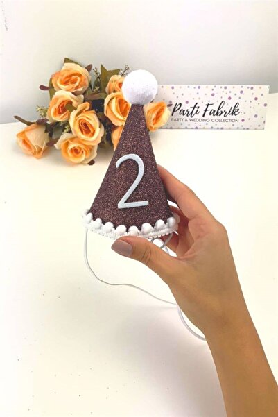 Partifabrik Καφέ Μίνι Καπέλο με Πομπόν με Σπινθήρα για Ηλικία 2 ετών